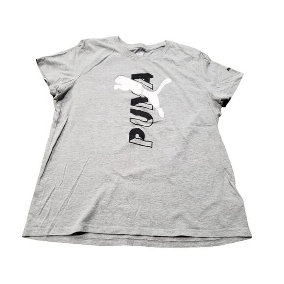 Puma Gray Cougar Short Sleeve Crew Neck T Shirt Comfort Active Top Puma Logo - Picture 1 of 7